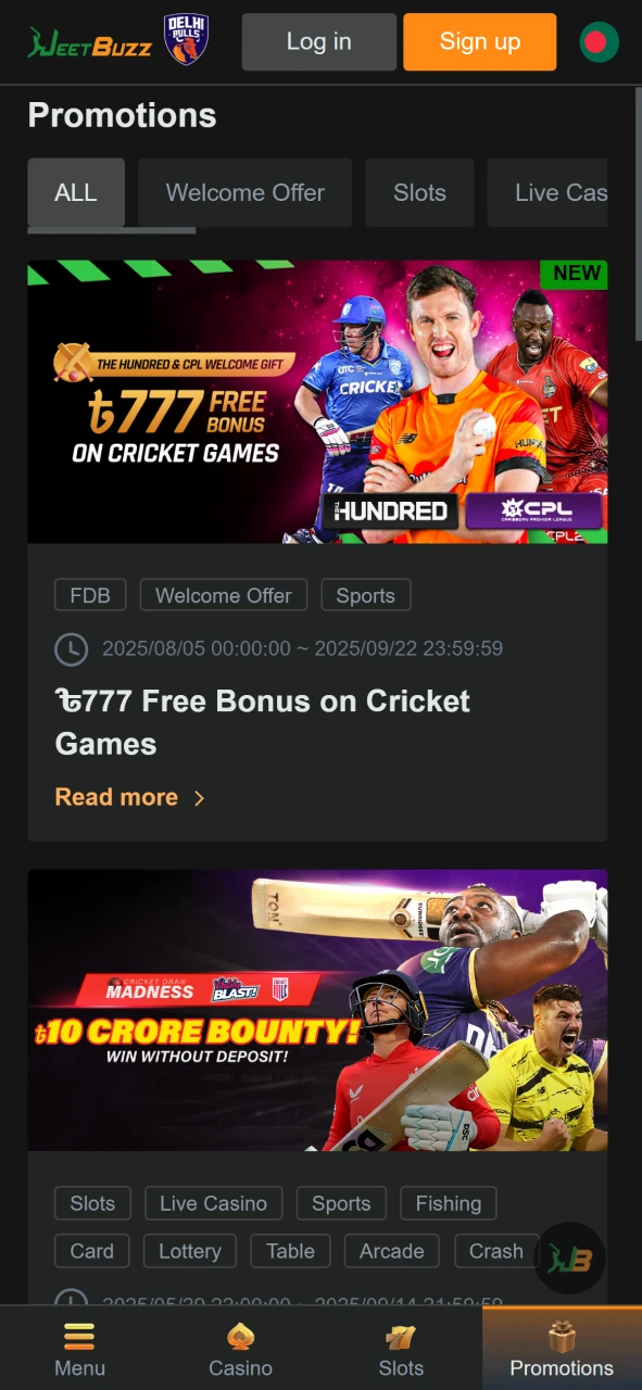 Discover promotions on JeetBuzz, where you can get bonuses and exclusive offers.