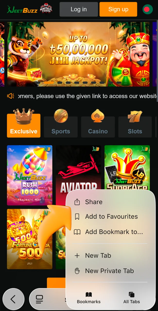 Tap the share button for the JeetBuzz site today.