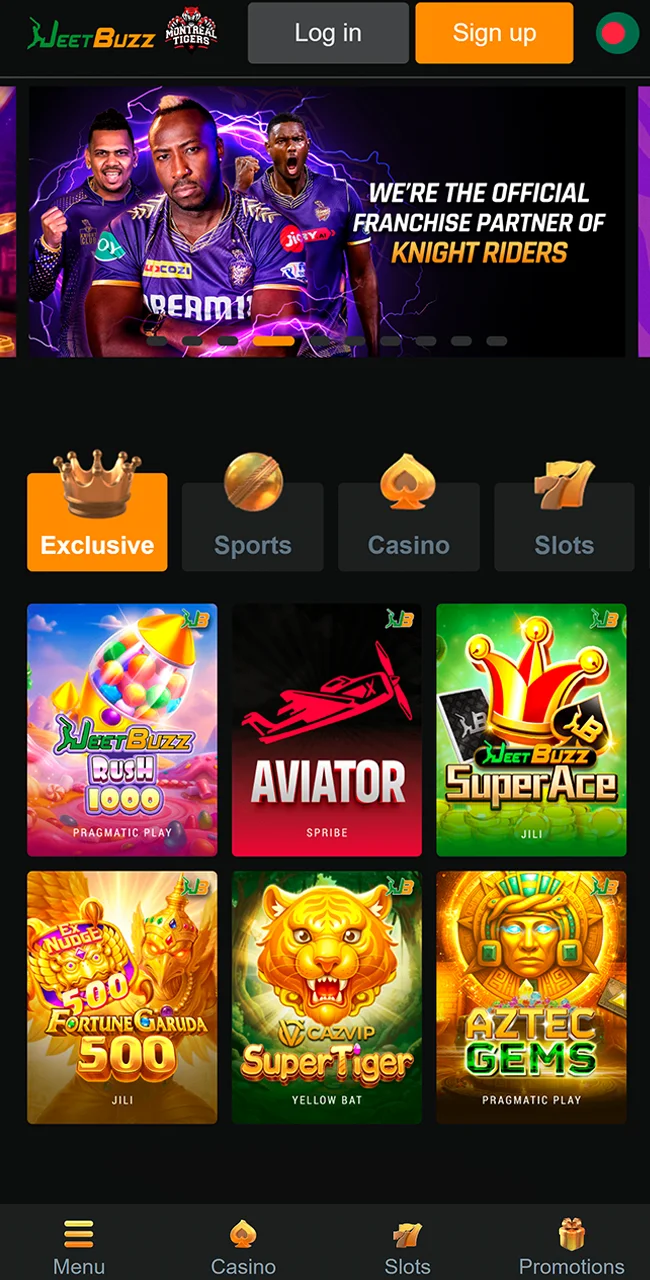 Navigate the home interface on the JeetBuzz site now.